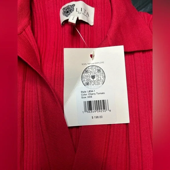 Red Ribbed Mini Dress - Picture 3 of 4